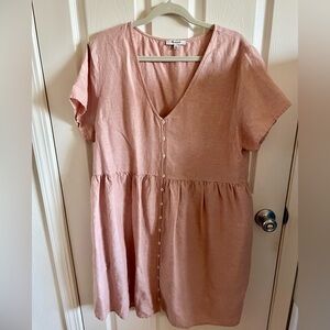 Madewell Women's Pink V-Neck Button-Down Dress
